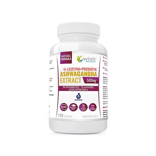 WISH Pharmaceutical Ashwagandha Ekstrakt 500mg (9% Witanolidów) Żeń Szeń Indyjski - 3x 120caps