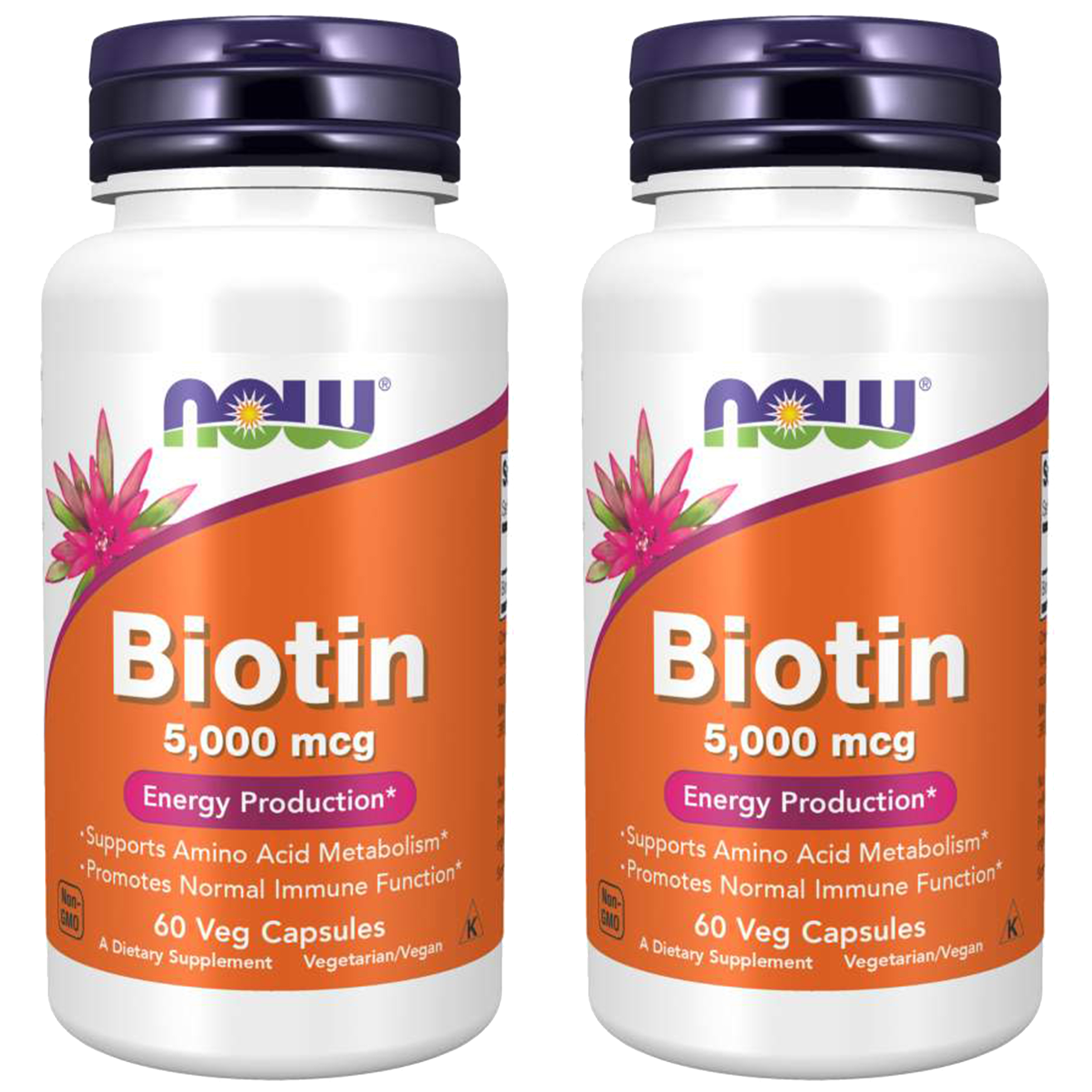 NOW Biotin 5000mcg - 2x 60vcaps
