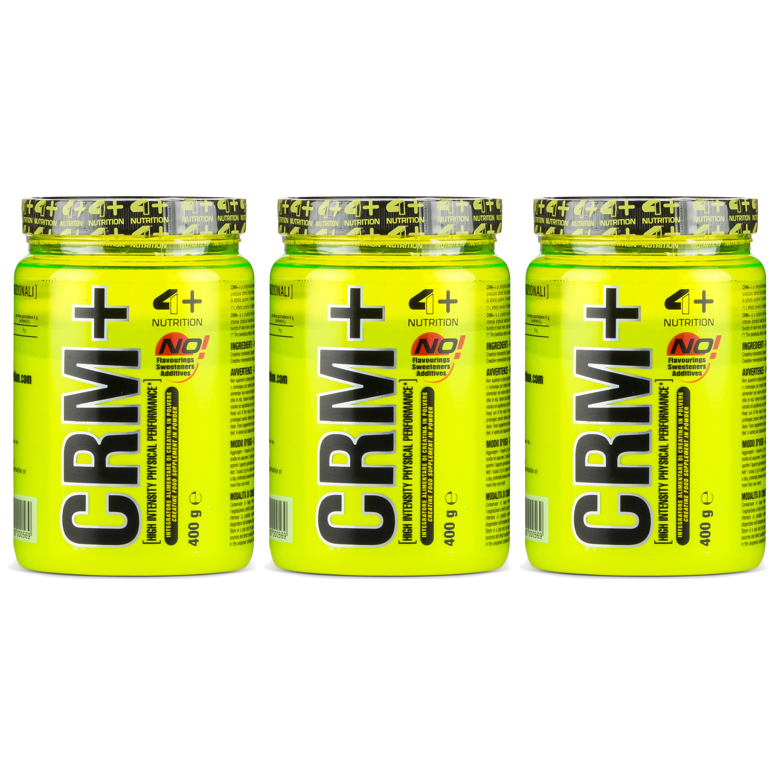 4+ NUTRITION Creatine Monohydrate Creapure CRM+ - 3x 400g