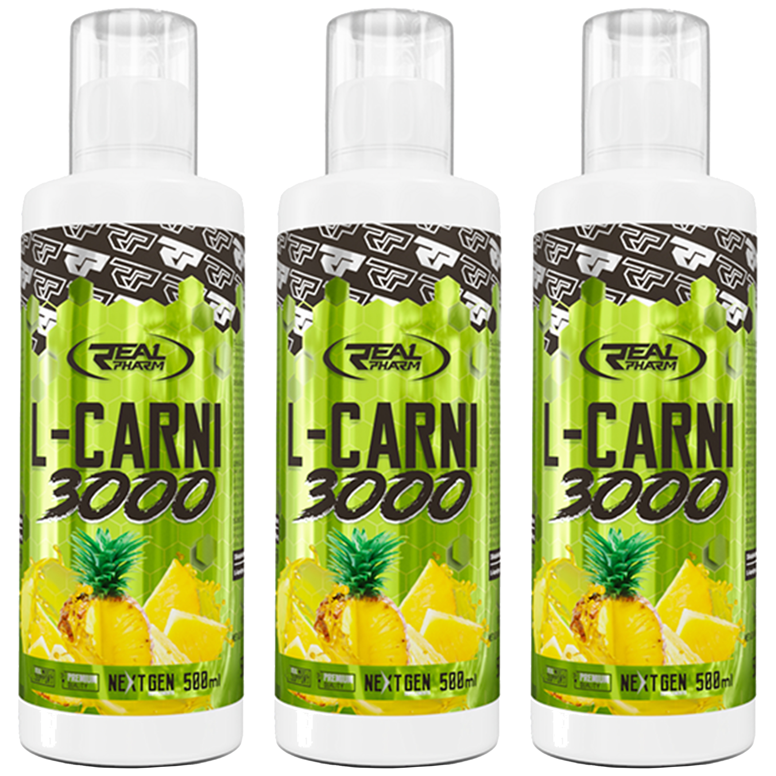 REAL PHARM L-Carnitine 3000 Liquid - 3x 500ml - Pineapple