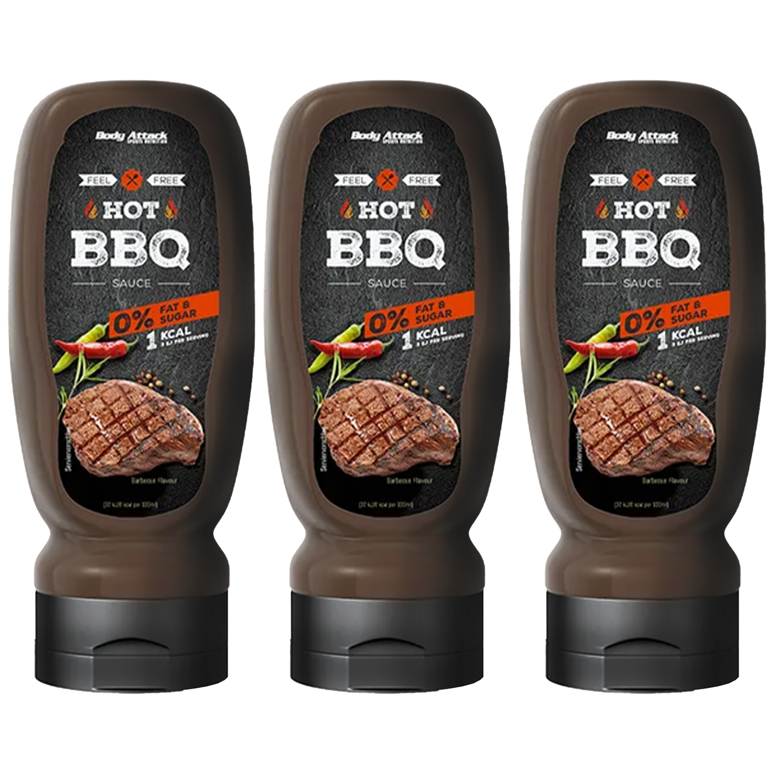 BODY ATTACK Hot BBQ Sauce - 3x 320ml