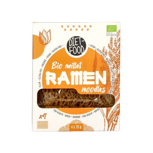 DIET FOOD Bio Millet Makaron Ramen Noodles - 4x3x 70g