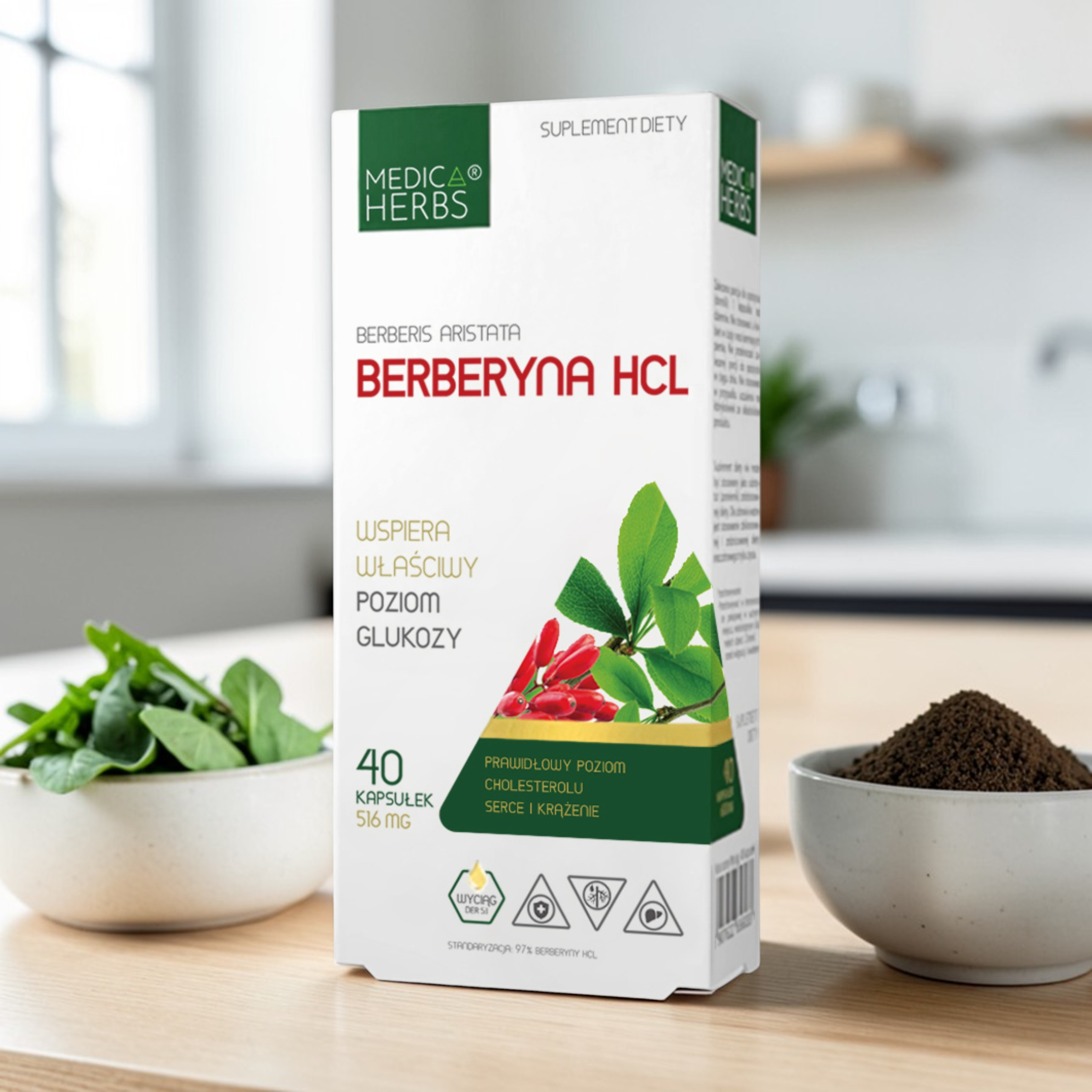 MEDICA HERBS - Berberyna HCL 500mg - 40caps.