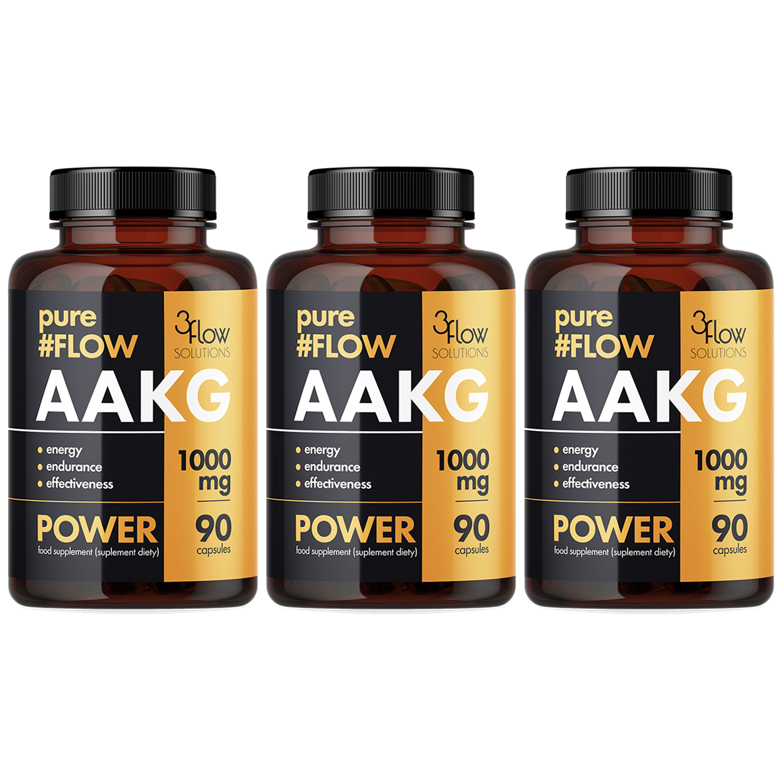 3FLOW SOLUTIONS AAKG 1000mg PureFlow - 3x 90caps.