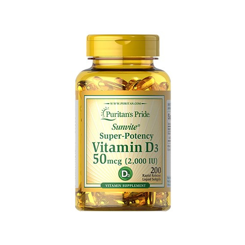 Puritan's Pride Vitamin D3 50µg (2000 IU) - 200softgels.