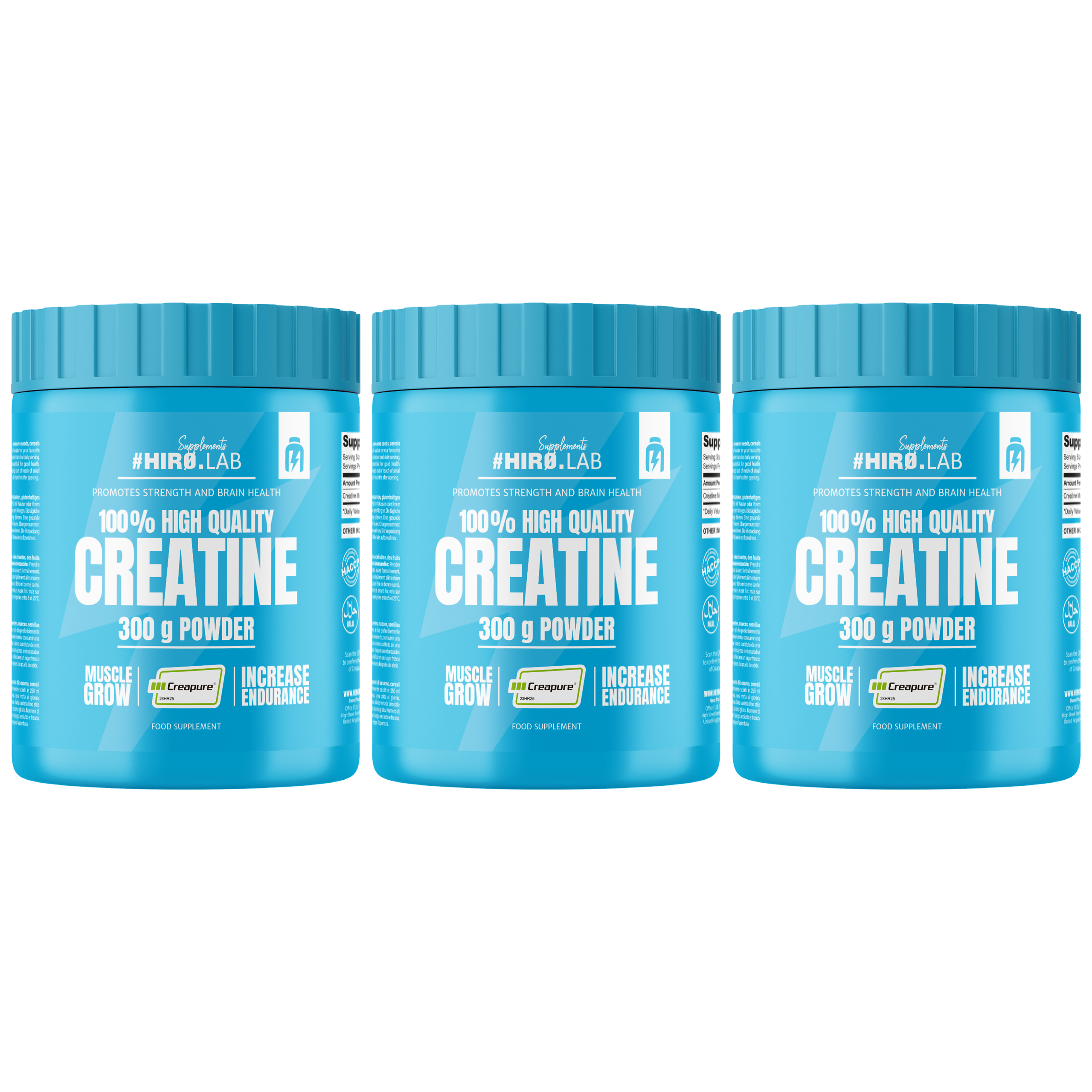HIRO.LAB 100% High Quality Creatine - Creapure - 3x 300g - Unflavored 