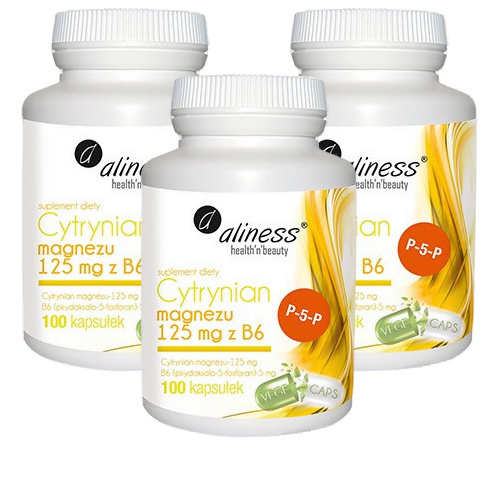 ALINESS Cytrynian Magnezu 125mg z B6 - 3x 100caps