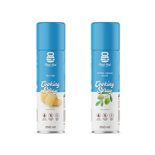 Cheat Meal Nutrition Cooking Spray Extra Virgin Olive - Oliwa z oliwek extra virgin w sprayu - 250ml + Cooking Spray Butter - Spray do smażenia Maślany - 250ml
