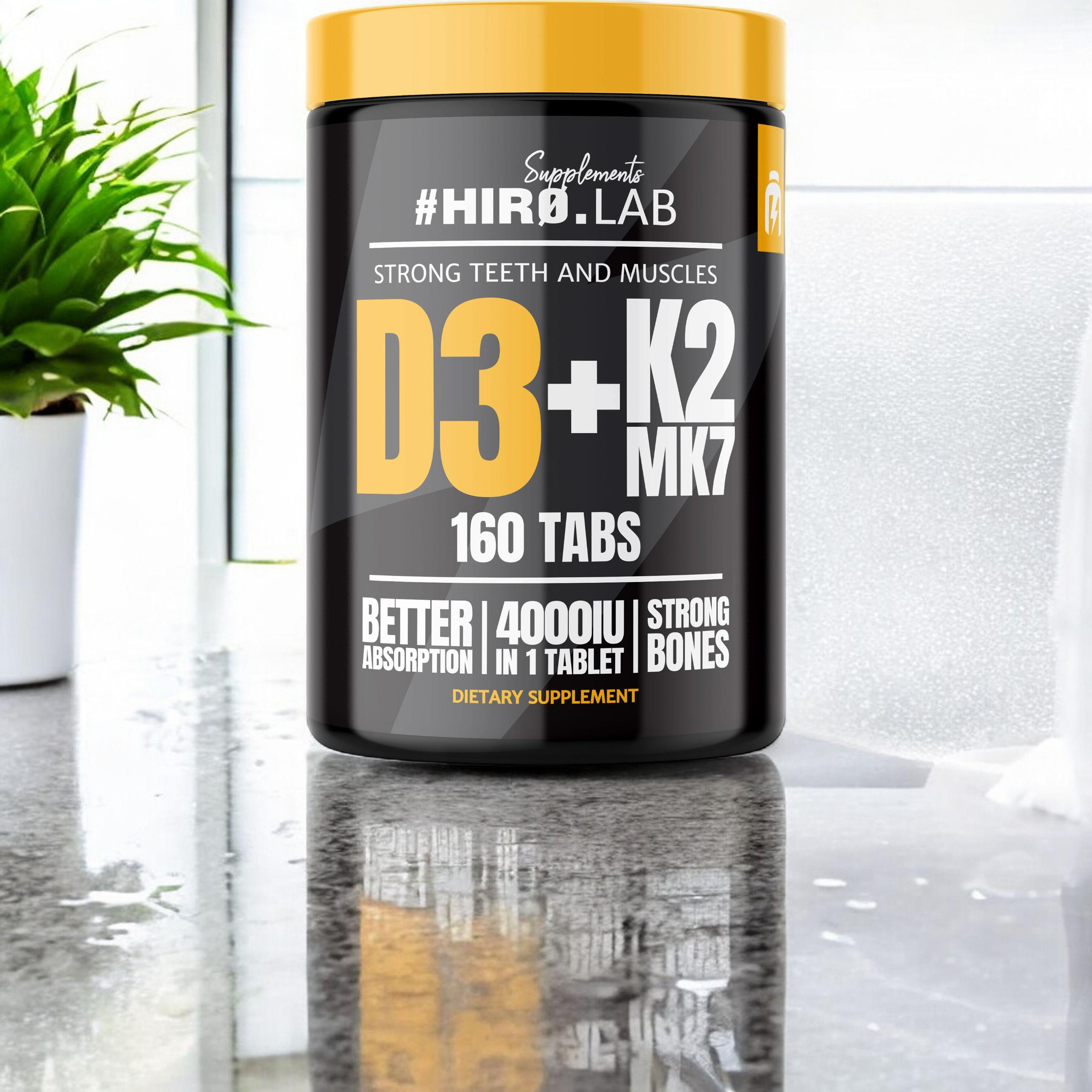 HIRO.LAB Vitamin D3 4000IU + K2 MK7 - 160tabs.