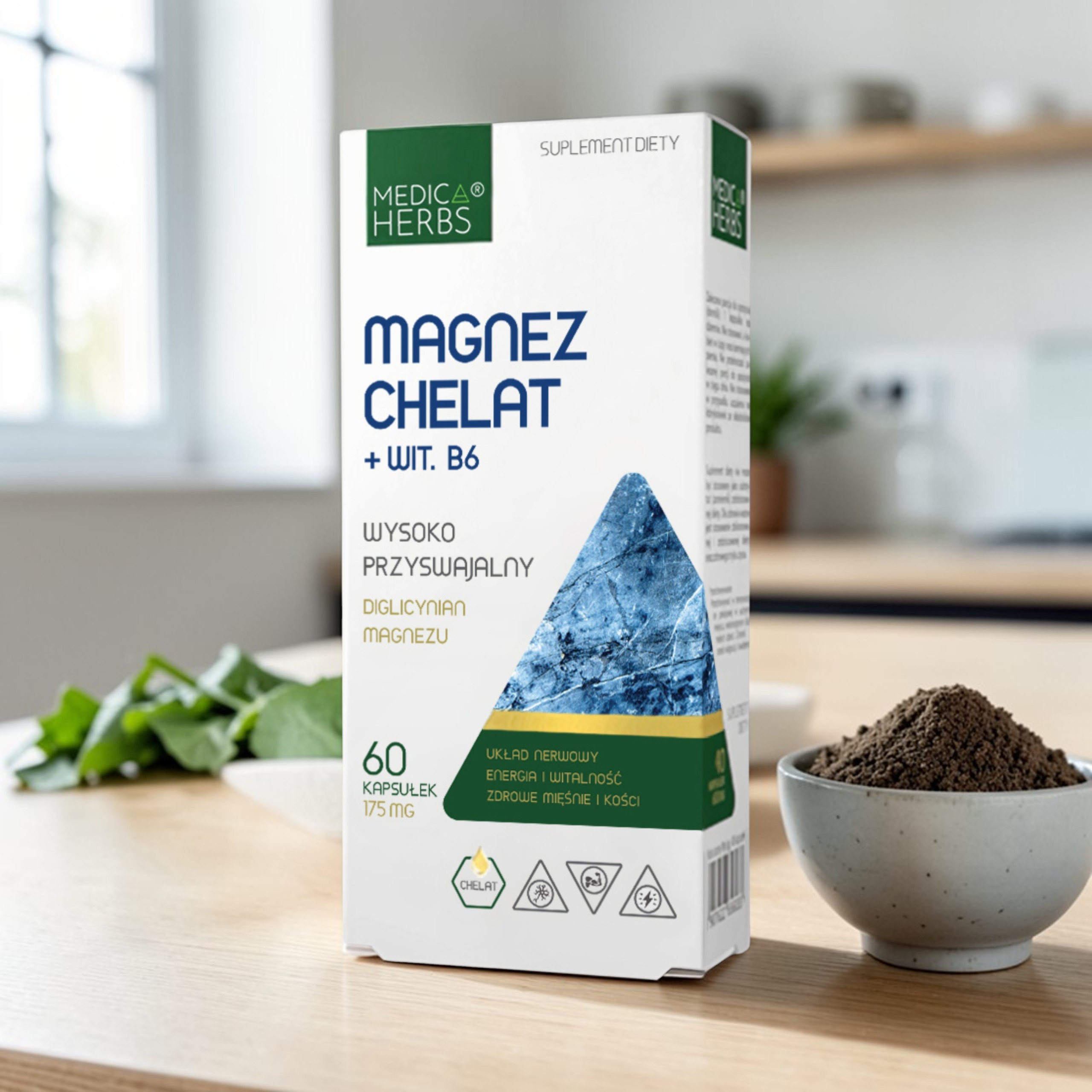 MEDICA HERBS - Magnez Chelat + Wit. B6 - 3x 60caps.