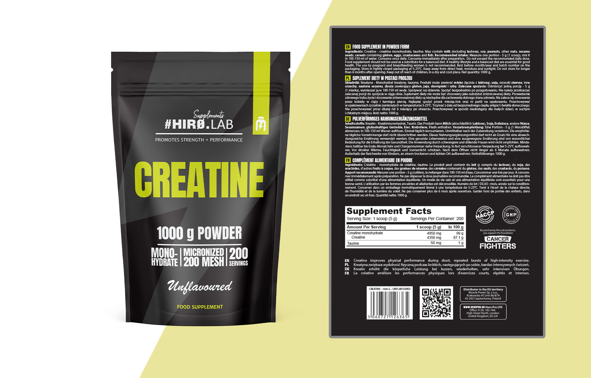 HIRO.LAB Creatine - 1000g - Unflavored x2