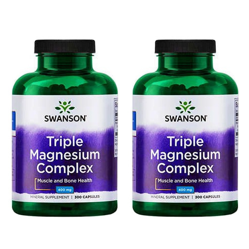 SWANSON Triple Magnesium Complex 400mg - 2x 300caps.