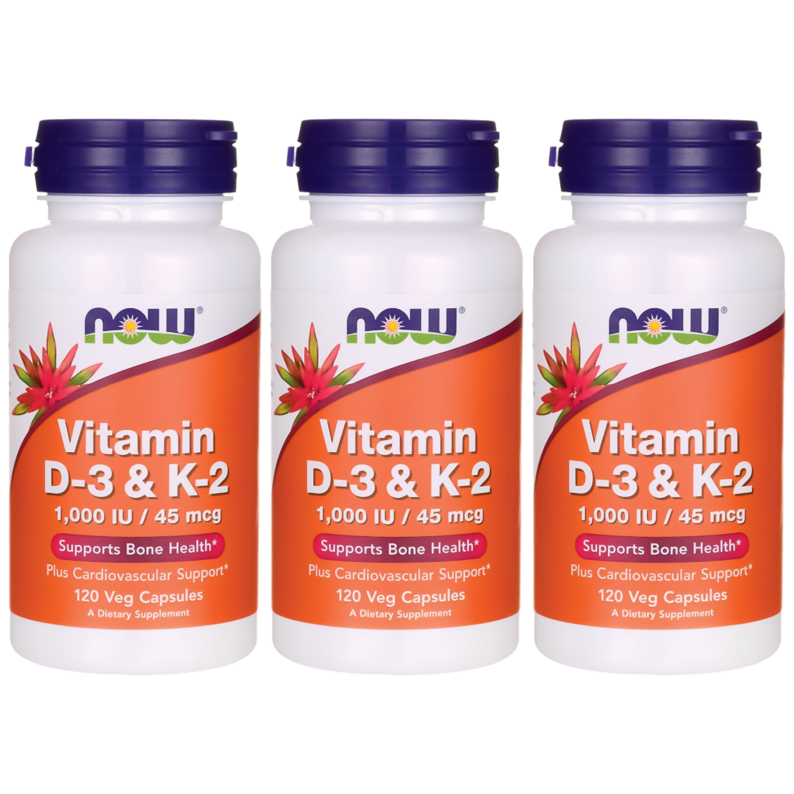 NOW Vitamin D3 & K2 1000IU - 3x 120vegcaps