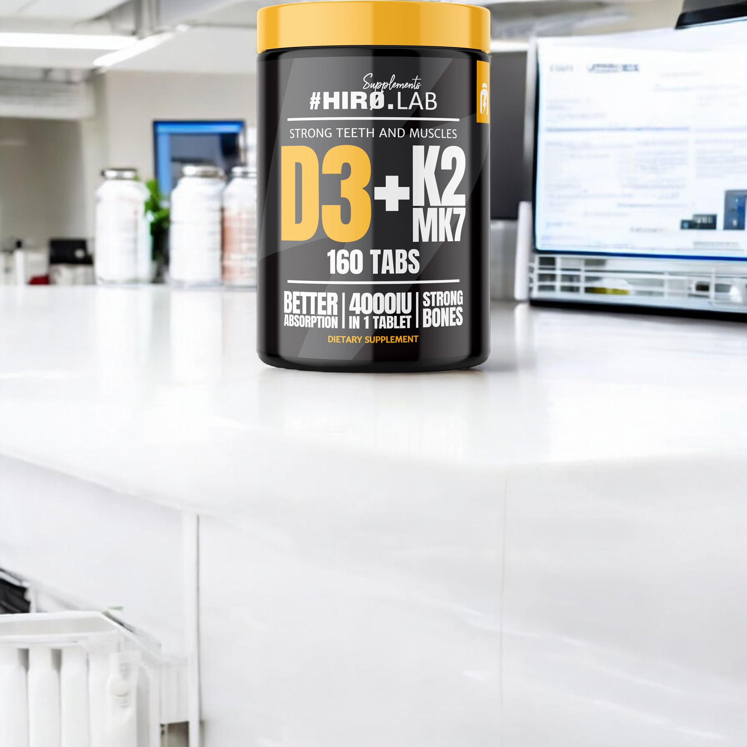 HIRO.LAB Vitamin D3 4000IU + K2 MK7 - 160tabs.