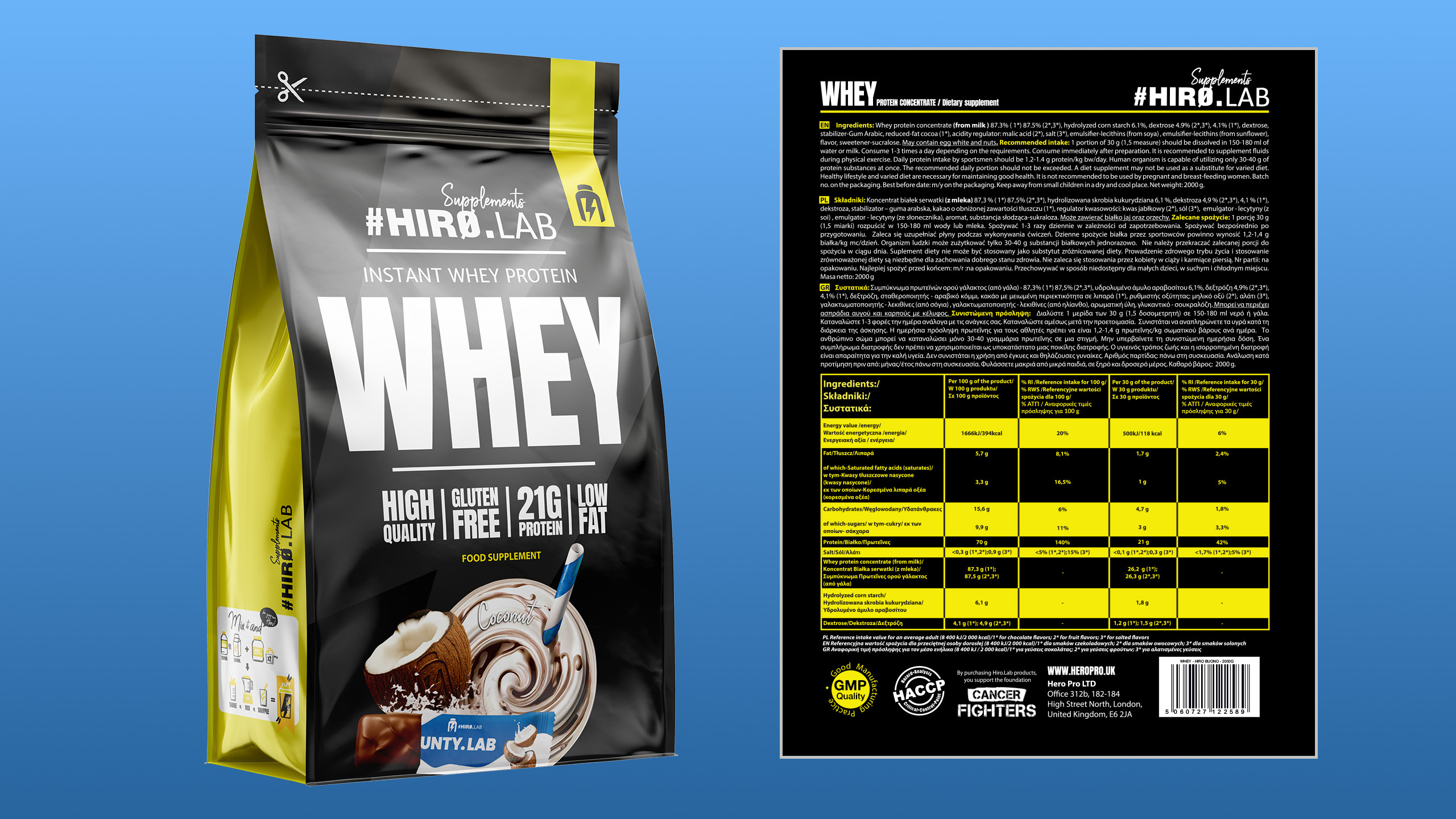 HIRO.LAB - Instant Whey Protein - 3x 750g