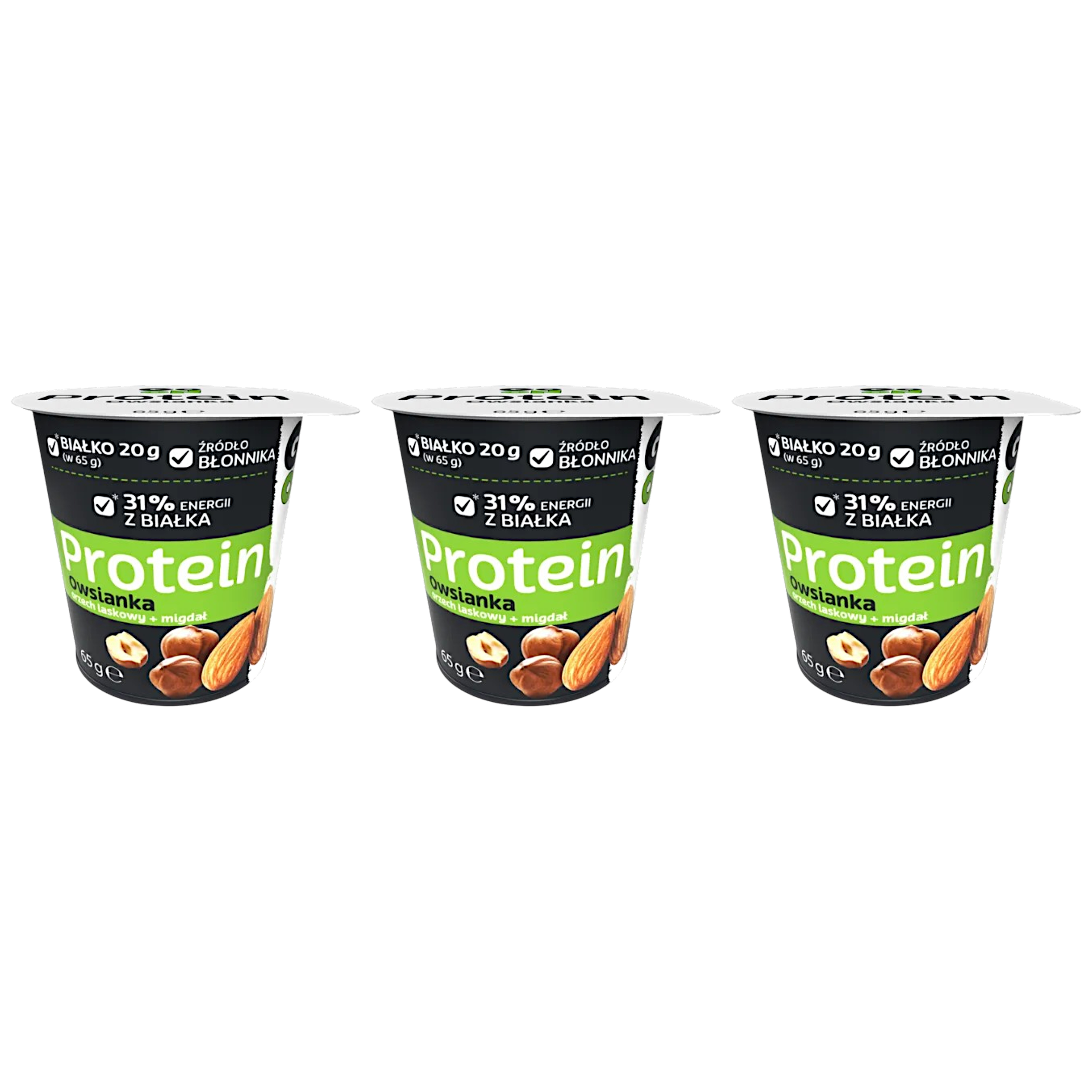 SANTE - Owsianka Protein z Orzechami w Kubku - 3x 65g - Hazelnut + Almond