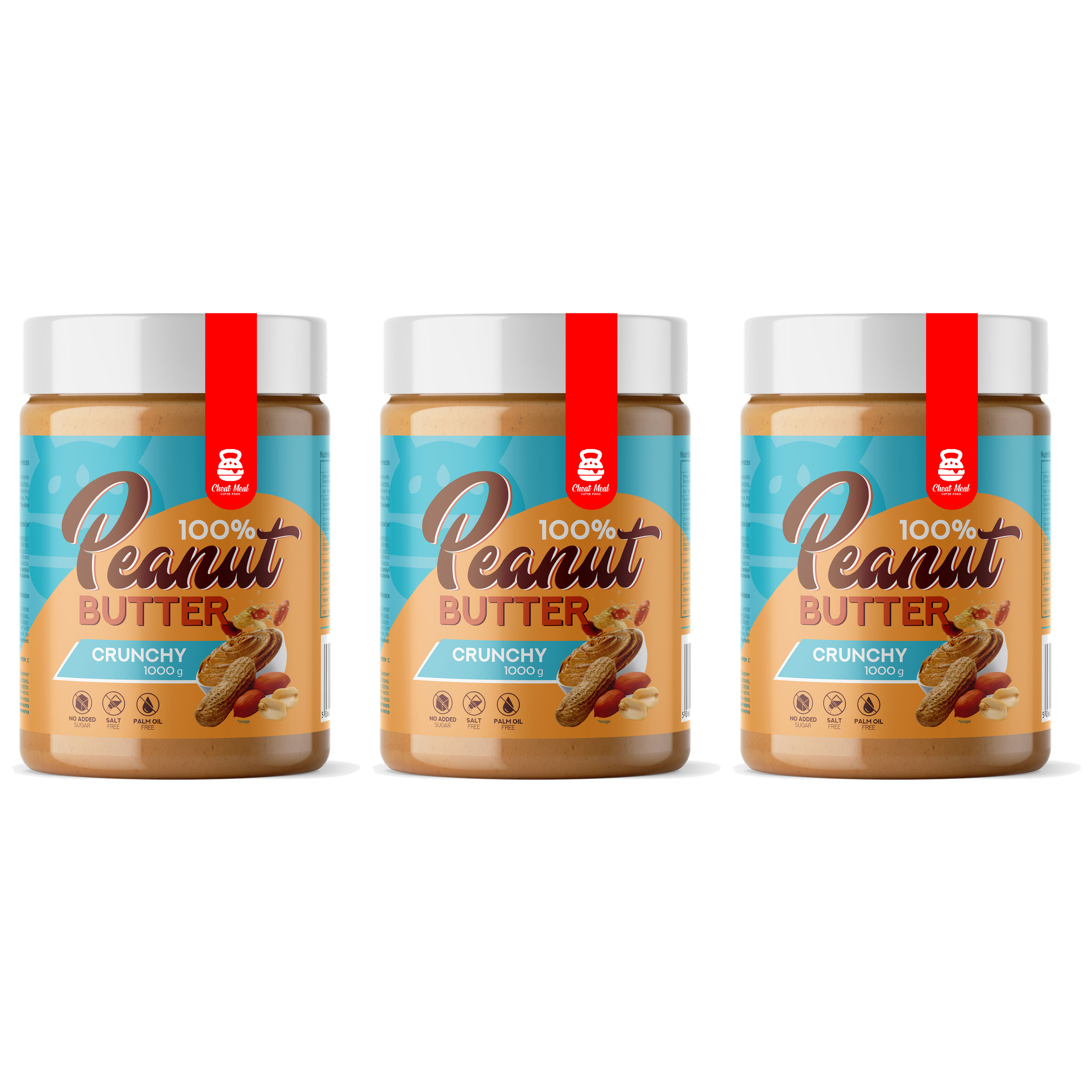 Cheat Meal Nutrition Peanut Cream (Krem Orzechowy) - 3x 1000g - Crunchy