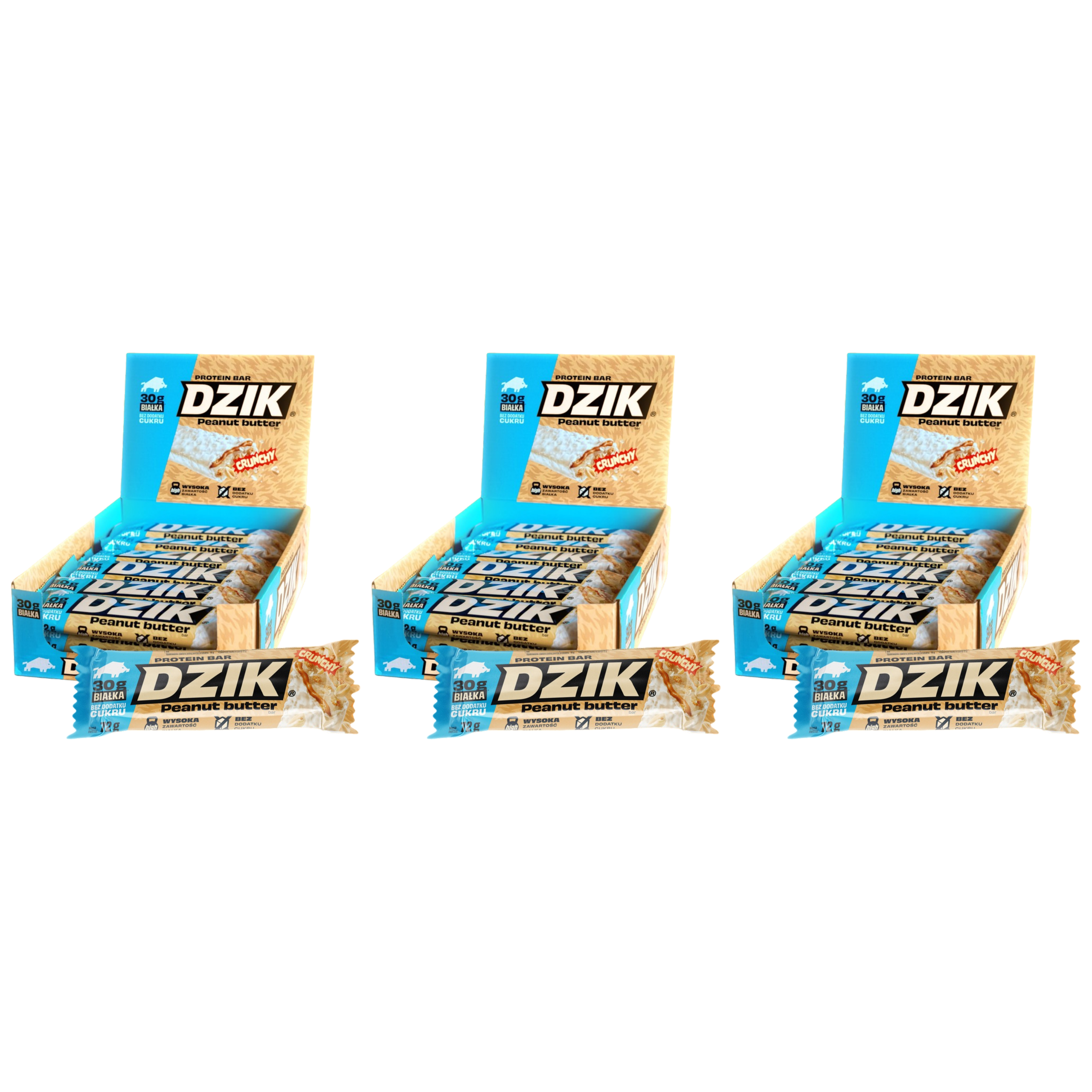 DZIK - Protein Bar Crunchy - 24x 3x 70g