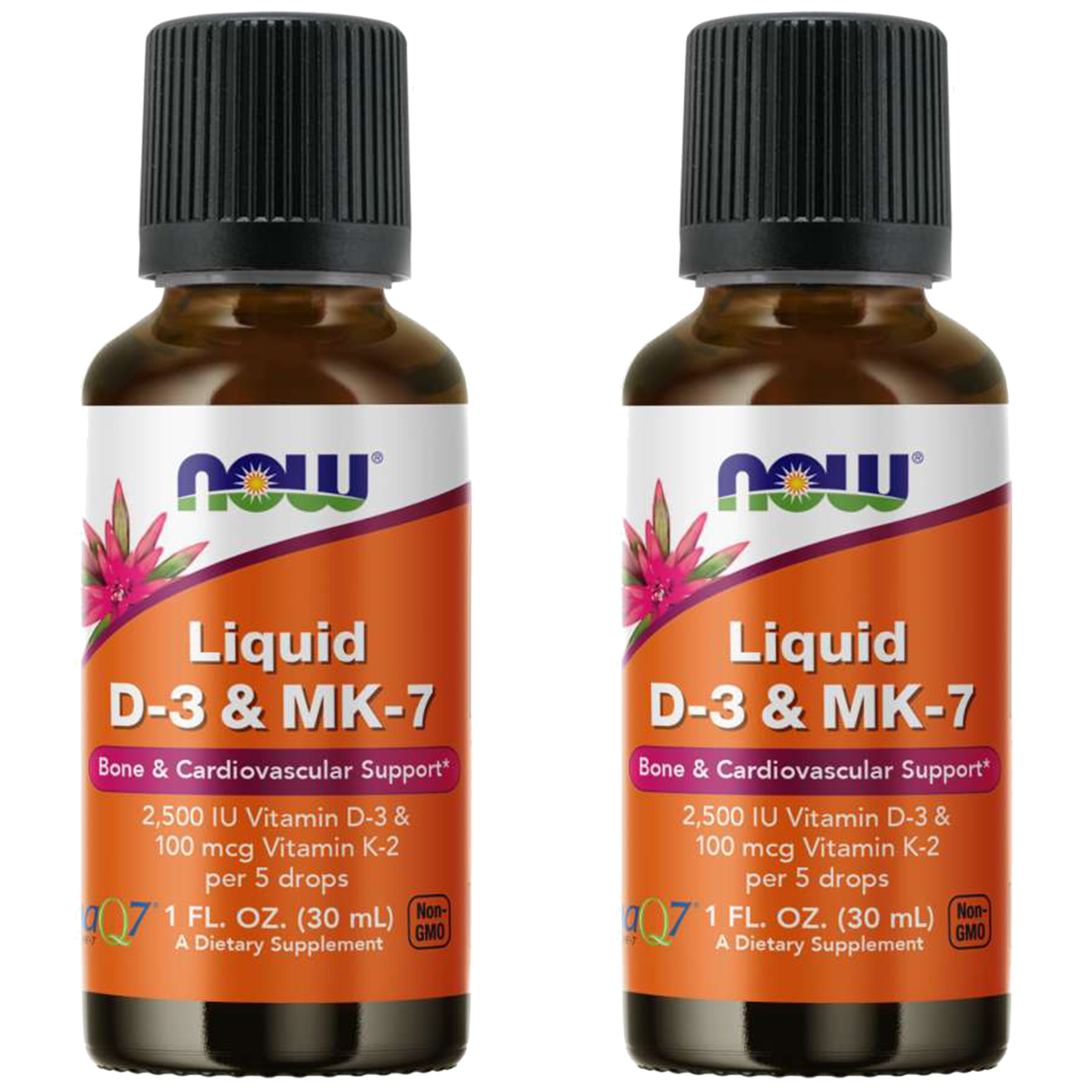 NOW Liquid D-3 & MK-7 - 2x 30ml - Witamina D3 & MK7 w kroplach