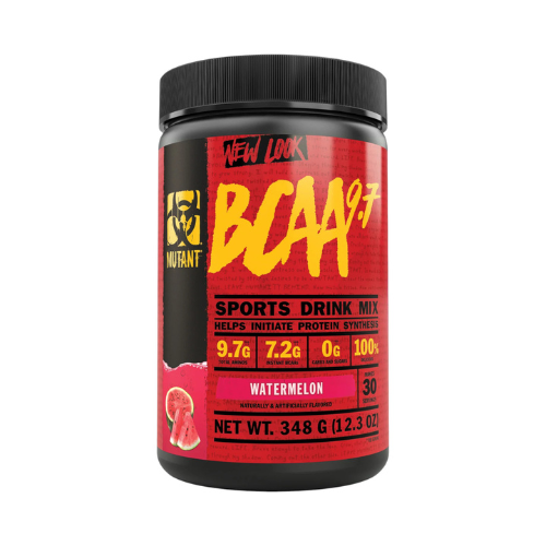 MUTANT BCAA 9.7 348g Verpackung mit sichtbarer Zusammensetzung und Dosierer