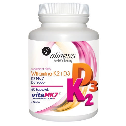ALINESS - Witamina K2 MK-7 100mcg + D3 50mcg - 3x 60caps.