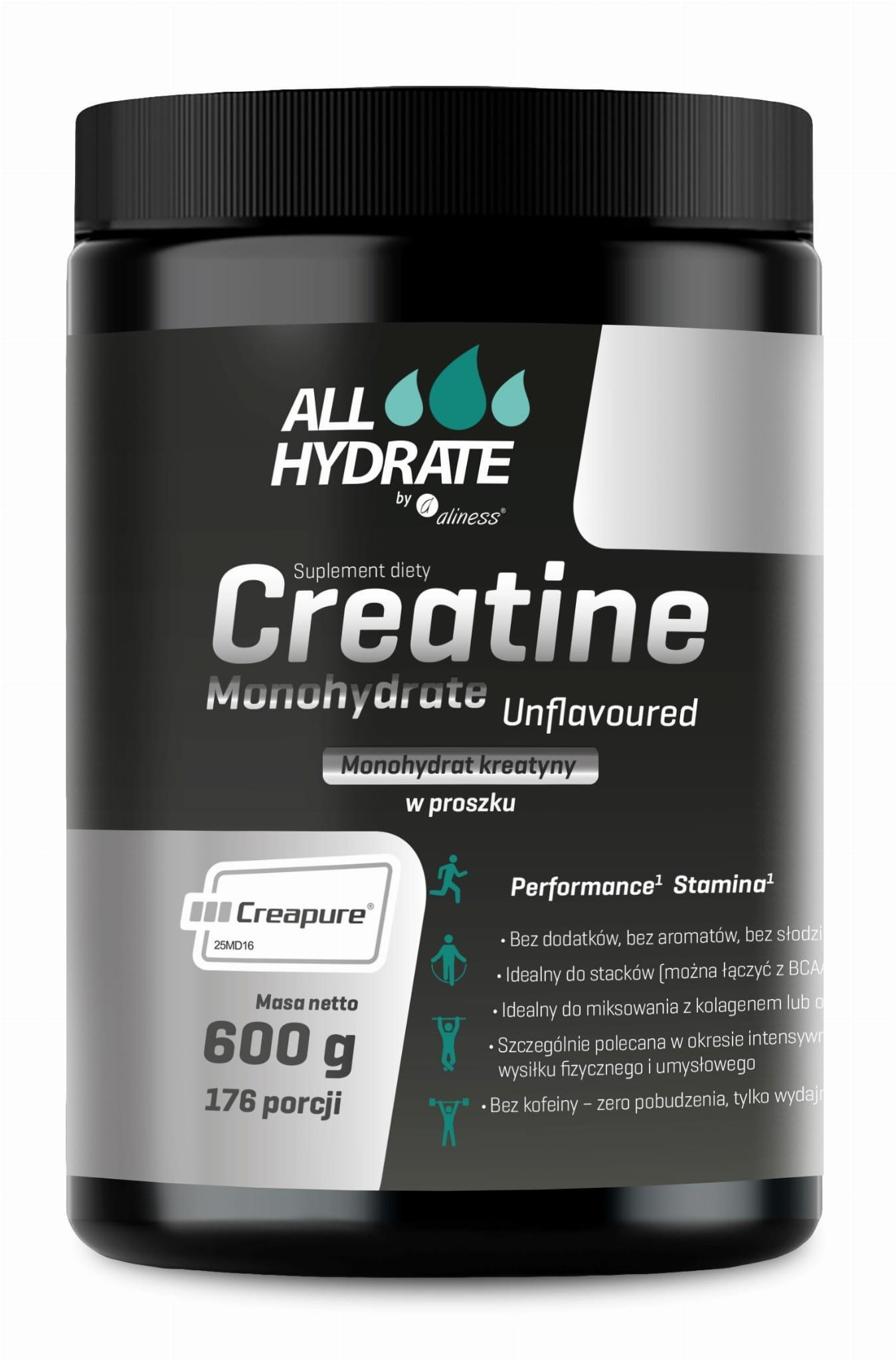 Balení kreatinu Aliness 600g s označením Creapure®