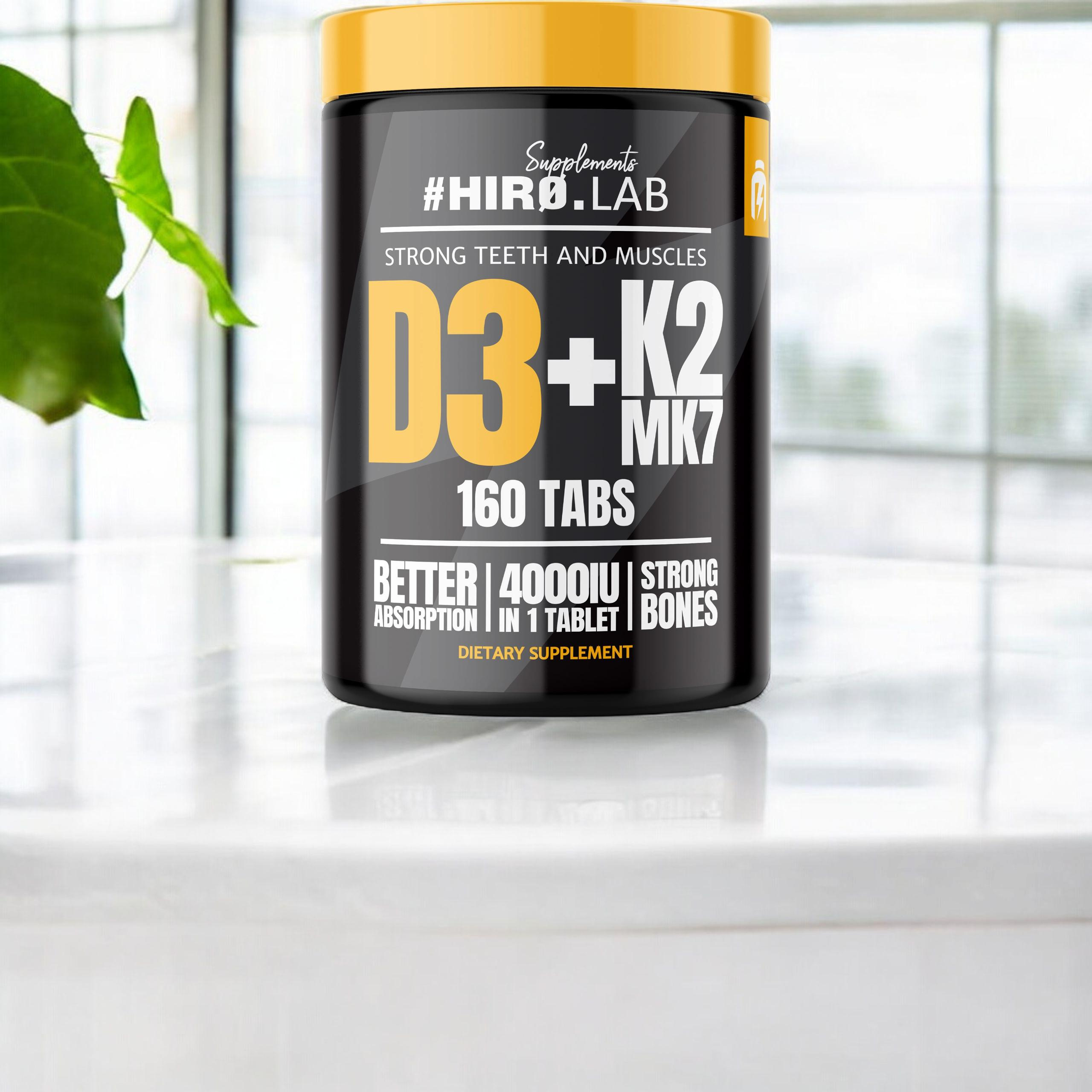 HIRO.LAB Vitamin D3 4000IU + K2 MK7 - 160tabs.