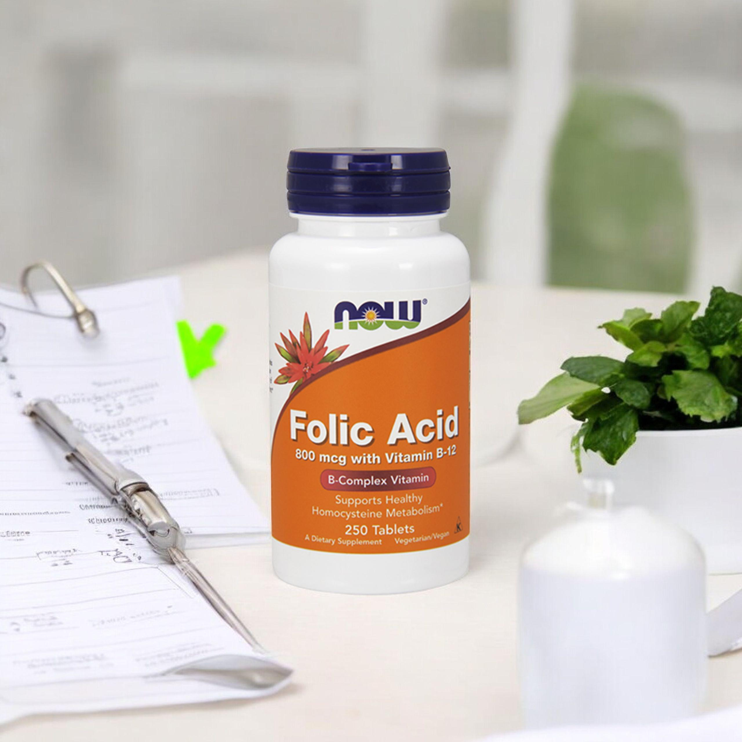 NOW Folic Acid 800mcg - 2x 250tabs.