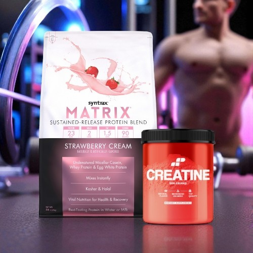 Białko Syntrax Matrix 5.0 Strawberry 2270g (75 porcji) + Kreatyna MP Nutrition Monohydrate 500g (100 porcji)