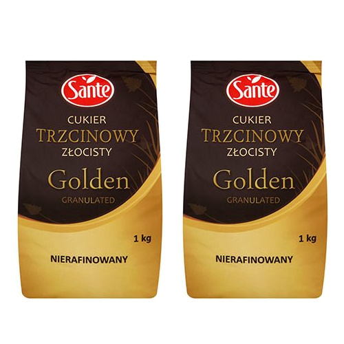 SANTE Cukier Trzcinowy Golden Granulated - 2x 1000g
