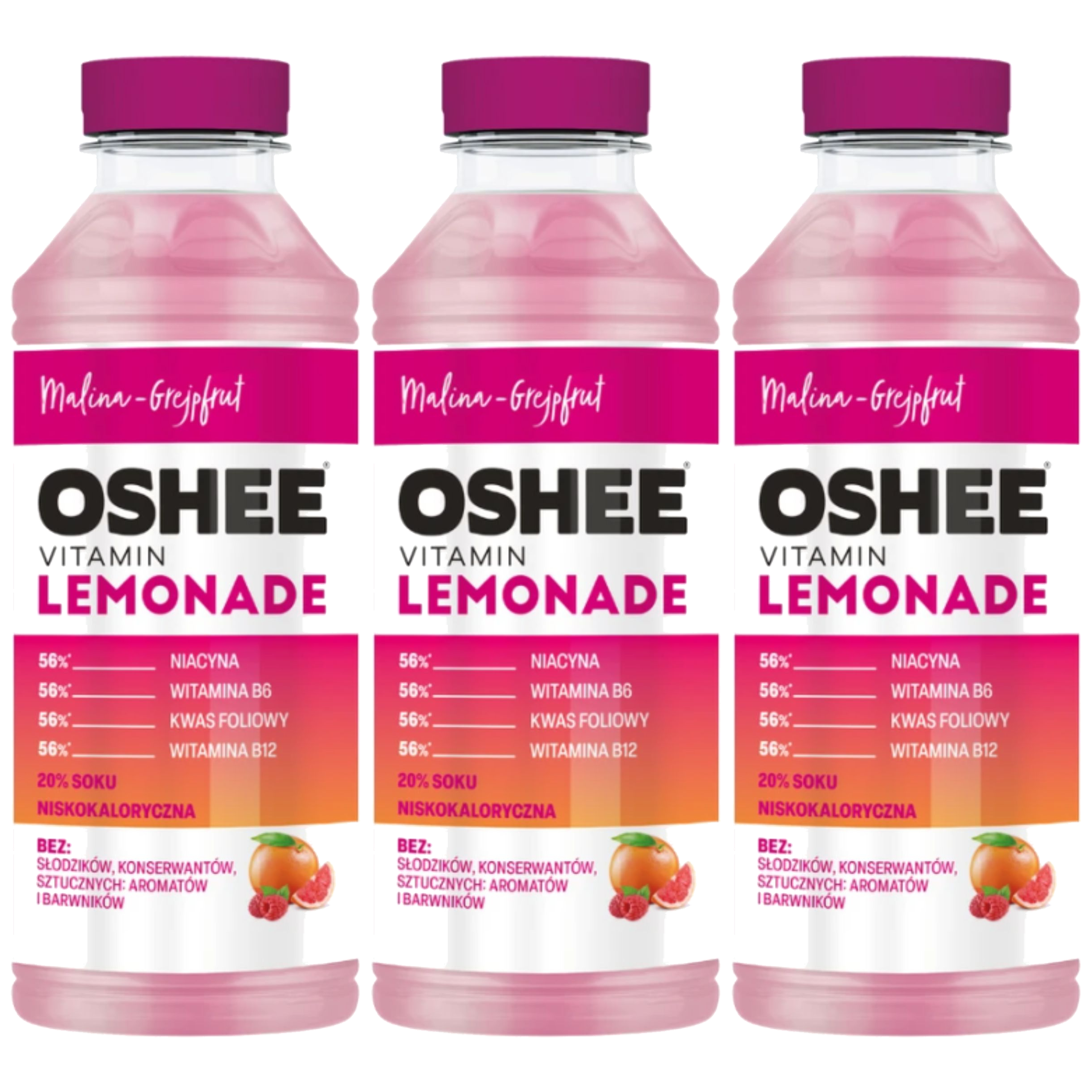 OSHEE - Vitamin Lemonade - 3x 555ml - RaspberryGrapefru