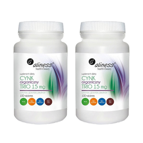 ALINESS Cynk Organiczny TRIO 15mg - 2x 100tabs