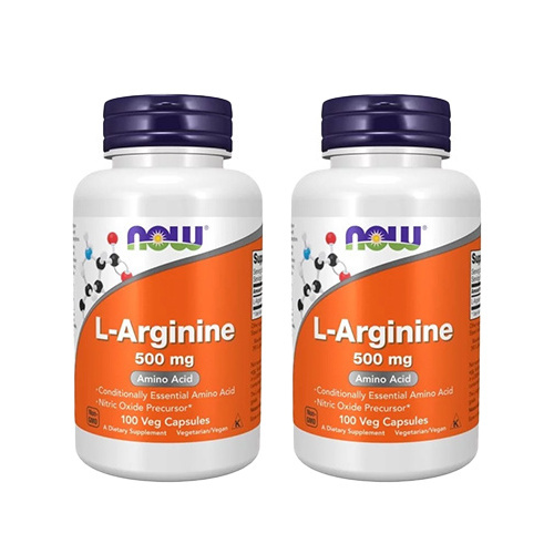 NOW L-Arginine 500mg - 2x 100 veg capsules