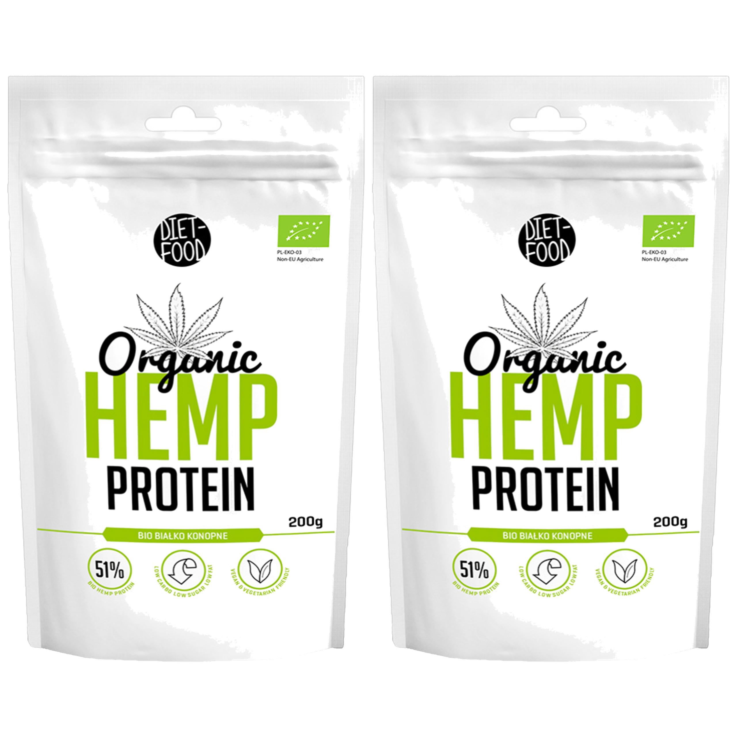 DIET FOOD Organic Hemp Protein - 2x 200g