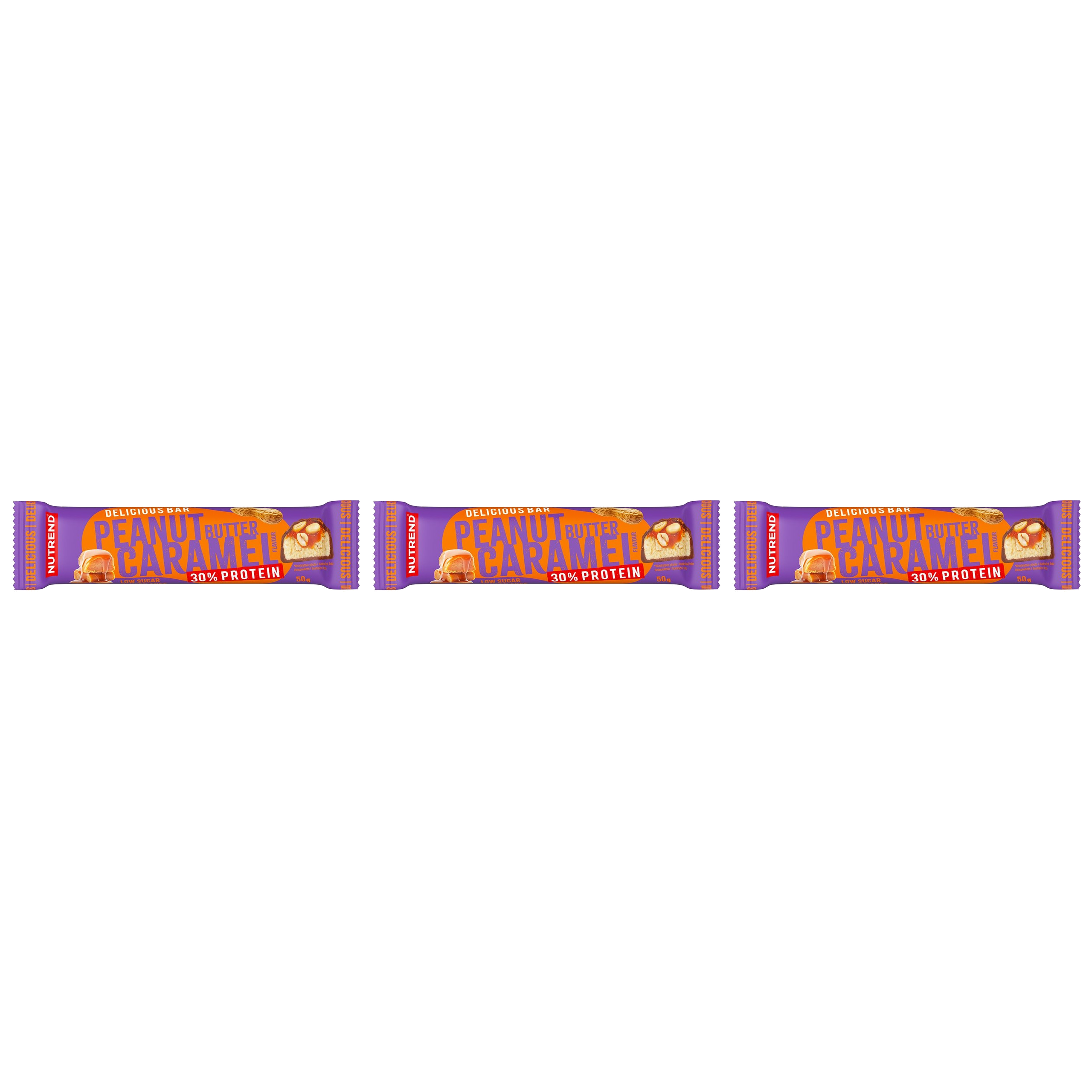 NUTREND Delicious Bar Protein 30 % – 3x 50 g – Masło Orzechowe Karmel