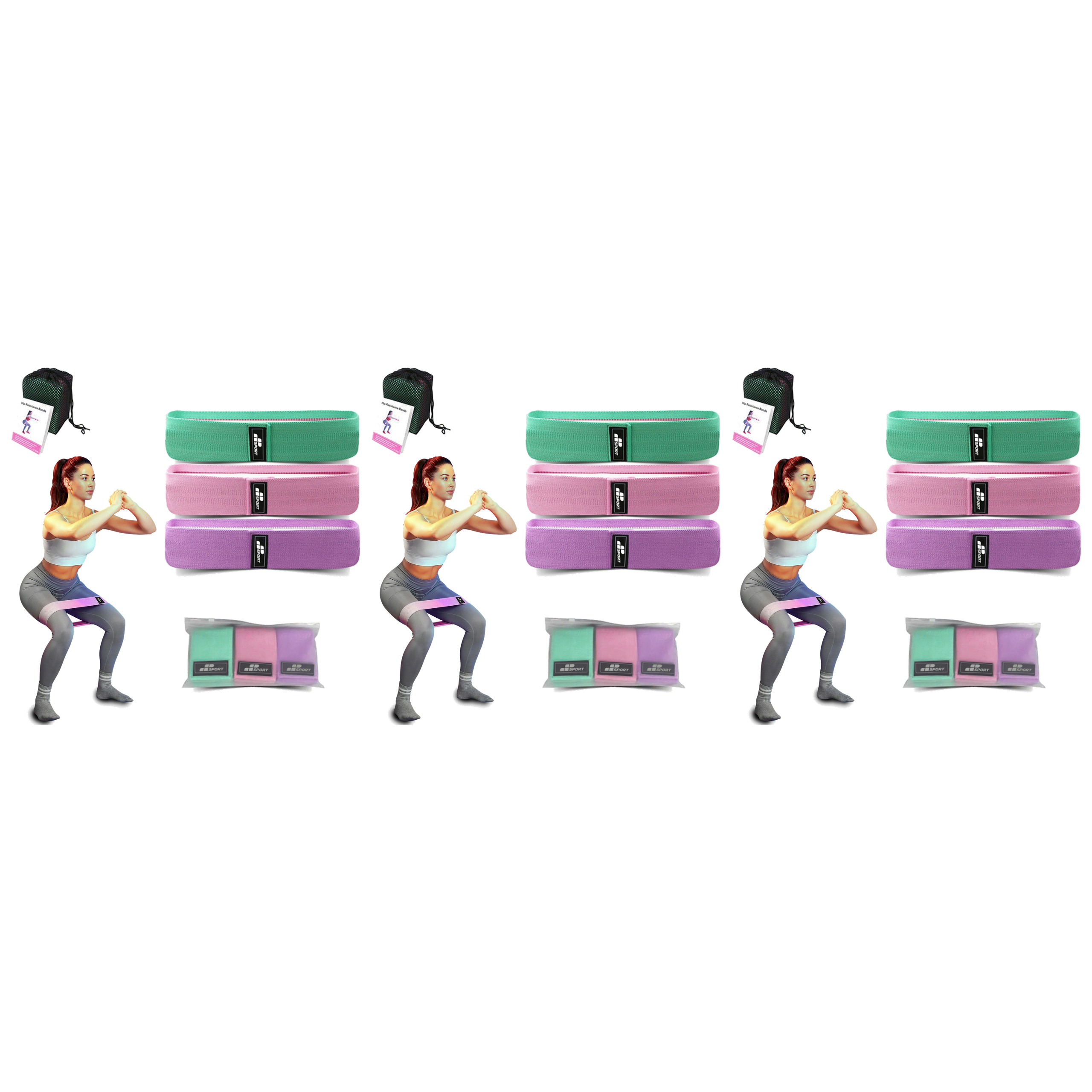 MP SPORT Zestaw trzech gum oporowych do ćwiczeń - Hips bands - 3x (LVL1-LVL3)