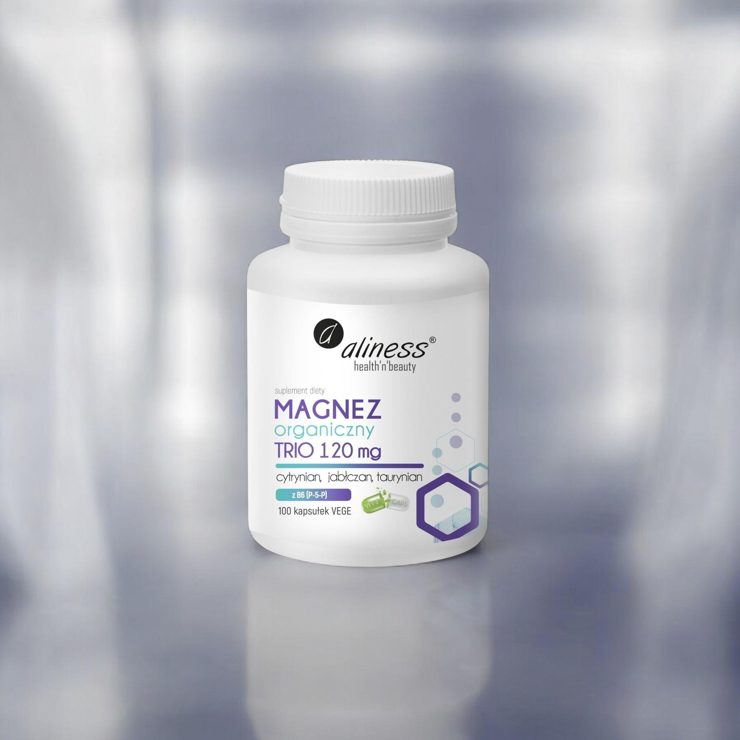 ALINESS - Magnez Organiczny TRIO 120mg - 100vcaps.