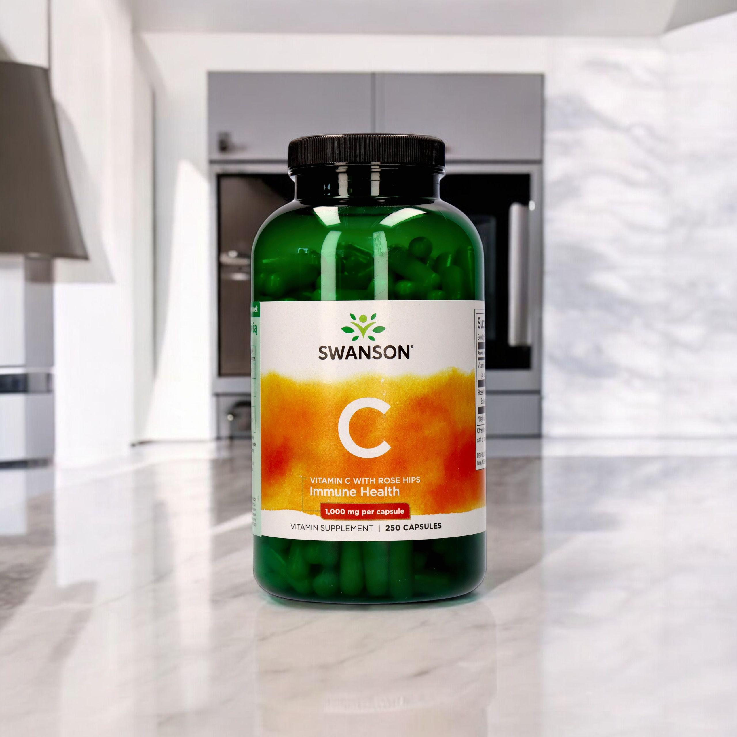 SWANSON Vitamin C 1000mg with Rose Hips - 2x 250caps.