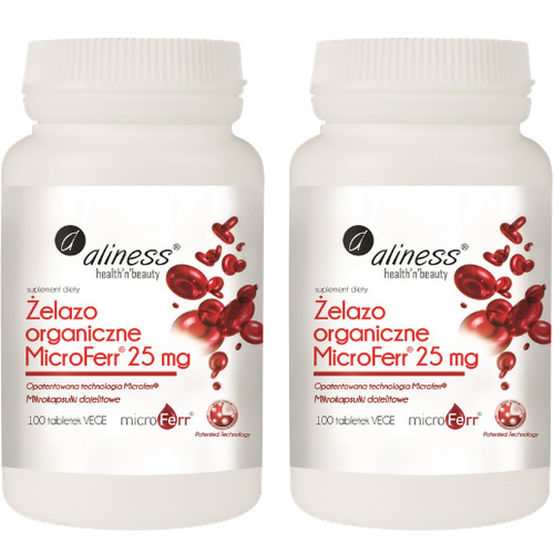 ALINESS - Żelazo Organiczne Microferr 25mg - 2x 100tabs.