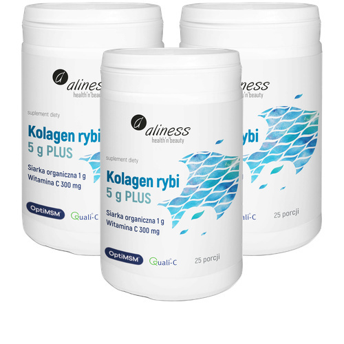 ALINESS - Kolagen Rybi 5g Plus Siarka OptiMSM - 157,5g x3