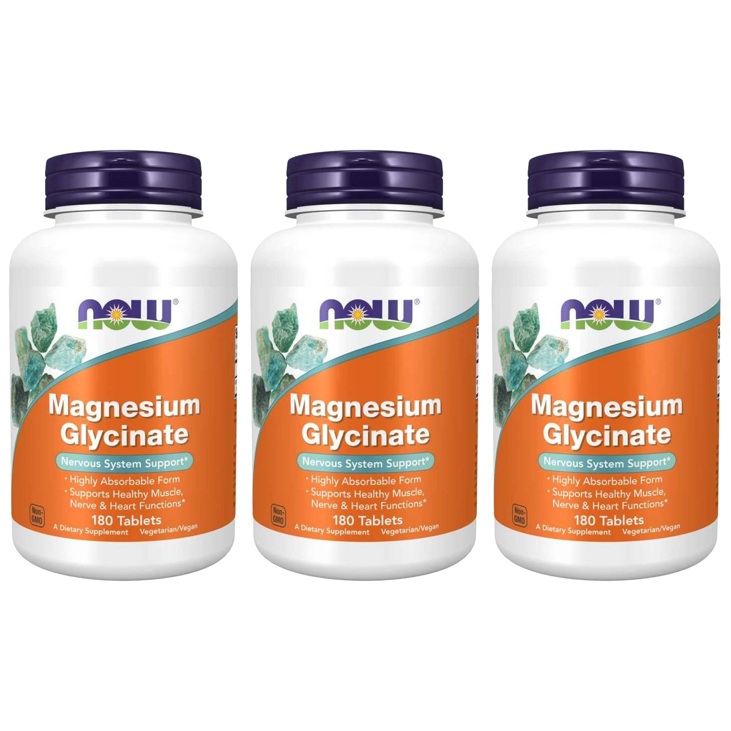 NOW Magnesium Glycinate - 3x 180tabs.