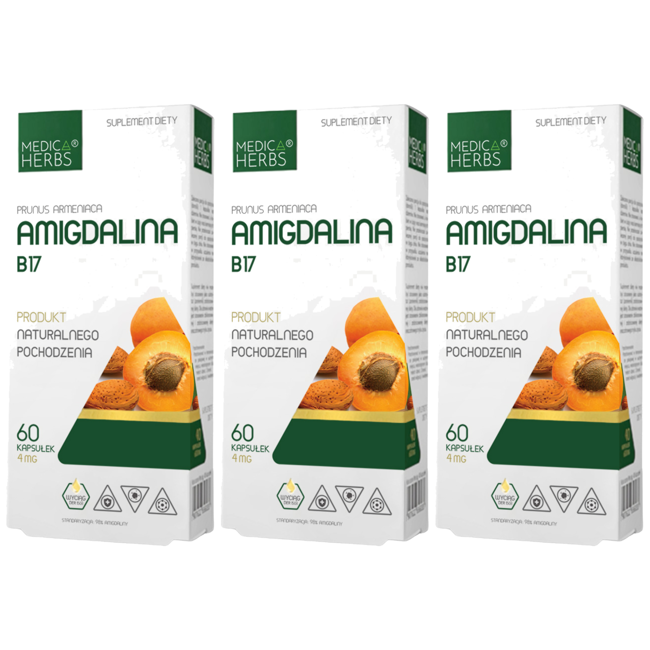MEDICA HERBS - Amigdalina B17 4mg - 3x 60caps.