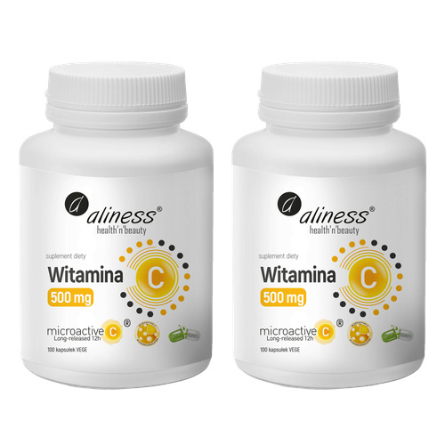 ALINESS - Witamina C 500mg Microactive 12h - 100vcaps. x2