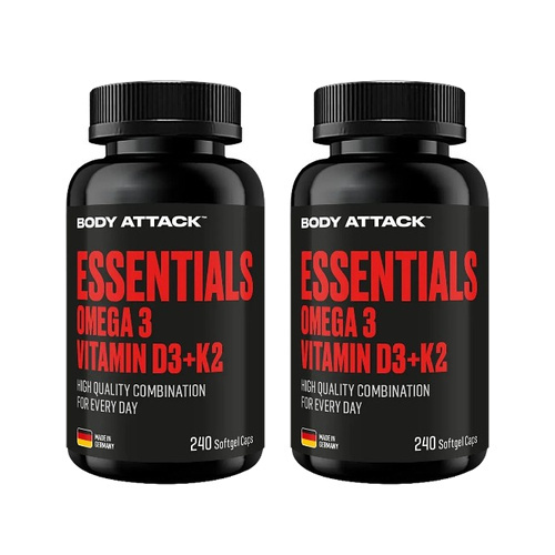 BODY ATTACK - Omega 3 Vitamin D3+K2 - 2x 240softgels