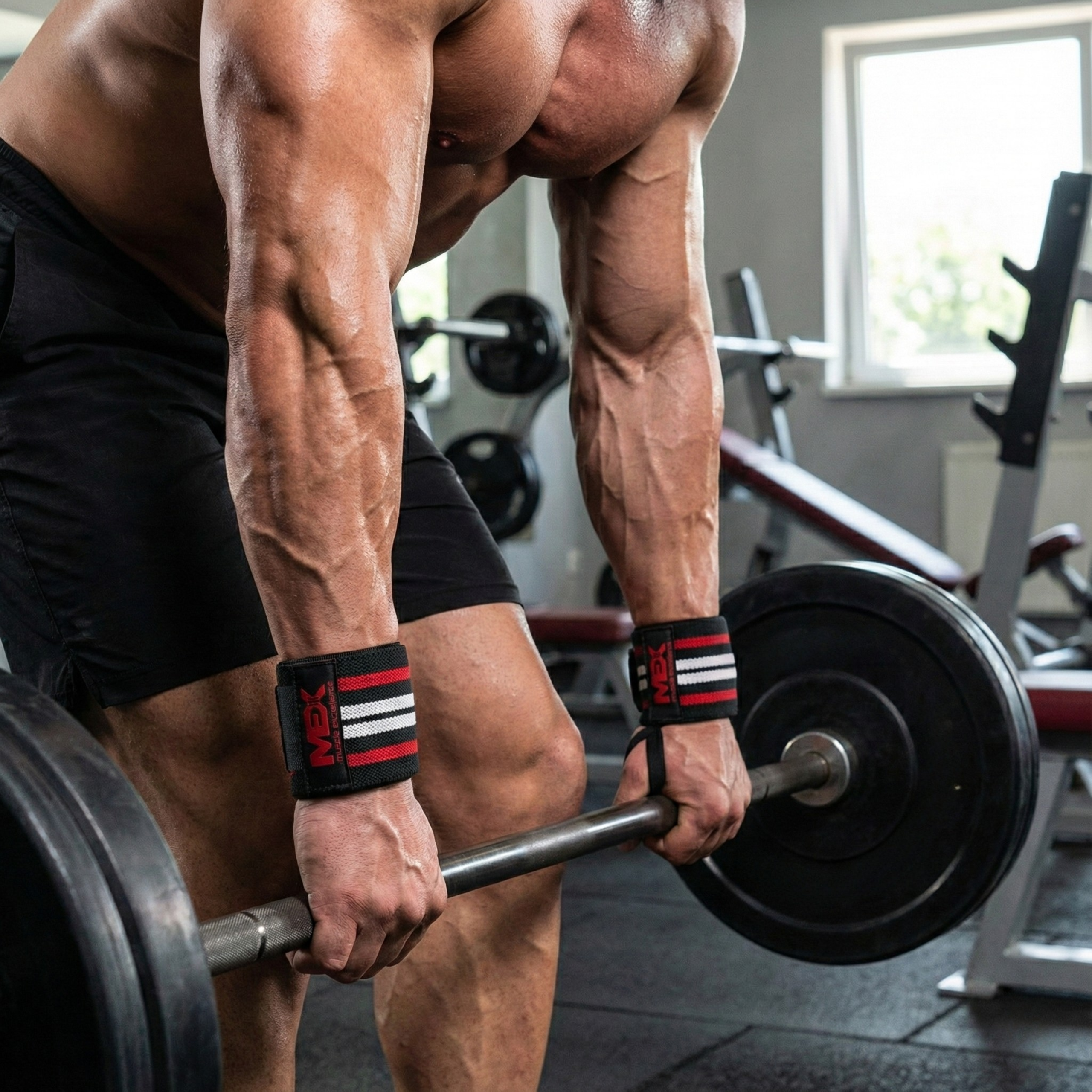 MEX NUTRITION - Wrist Wraps - Black/Red/White - 46 cm