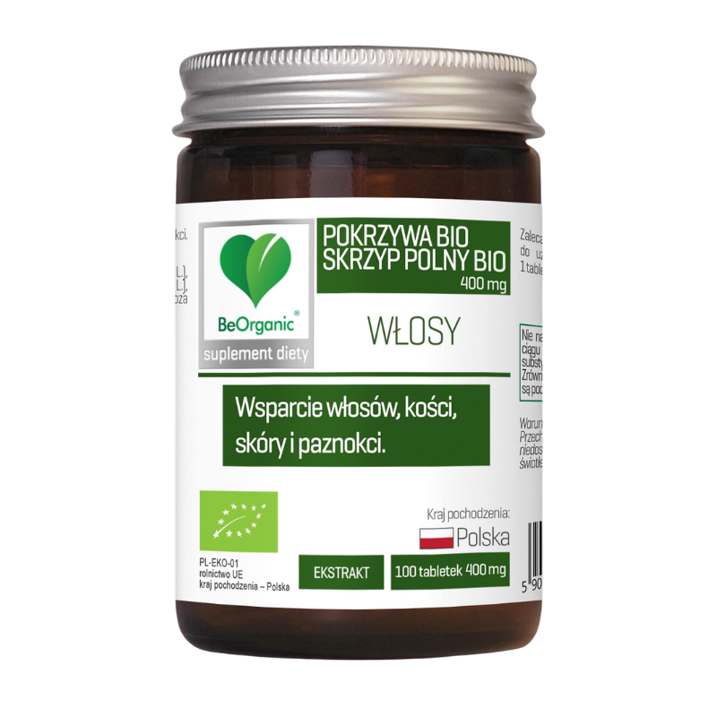 ALINESS - BeOrganic Skrzyp BIO + Pokrzywa BIO 400mg - 100tabs.