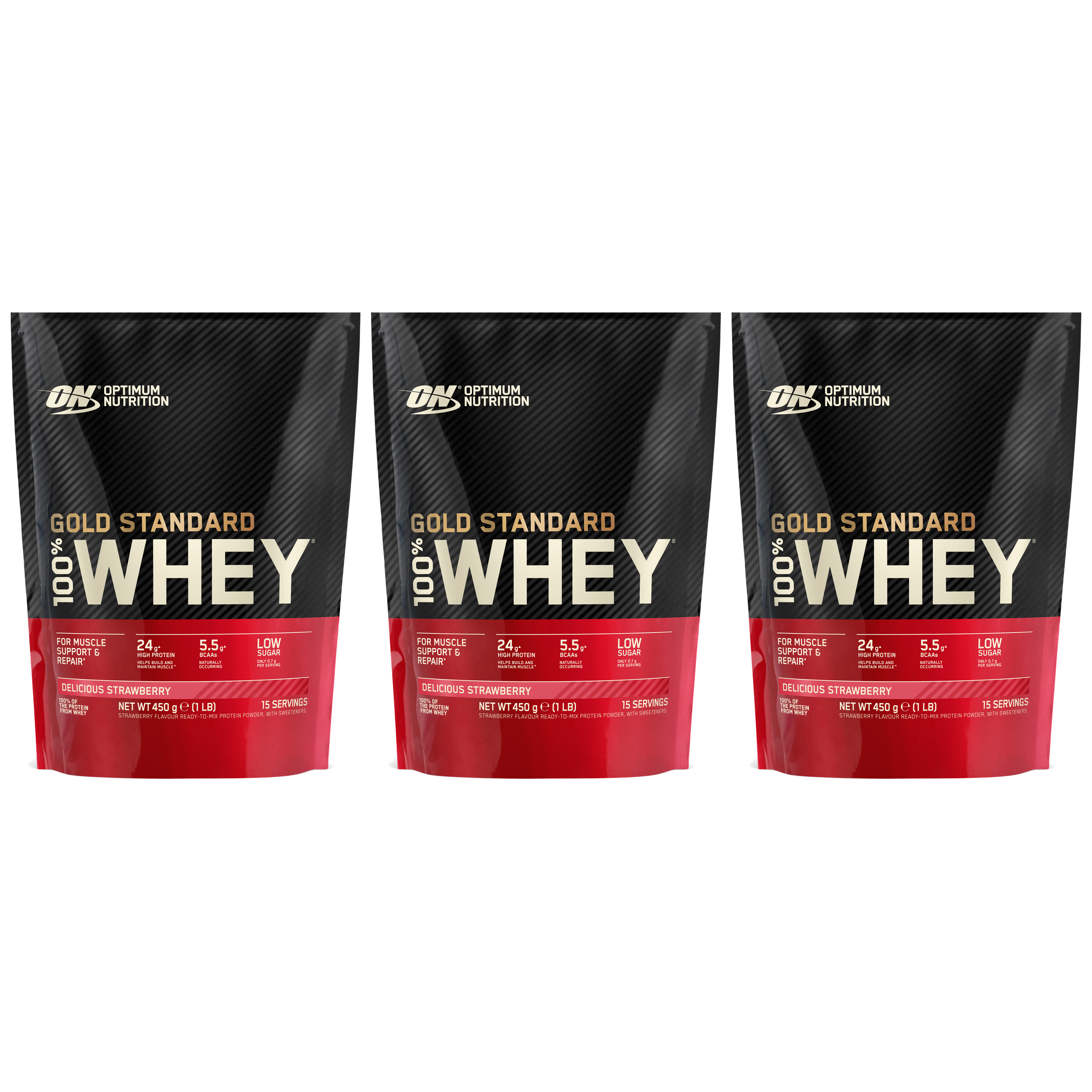 OPTIMUM NUTRITION 100% Whey Gold Standard Bag - 3x 450g