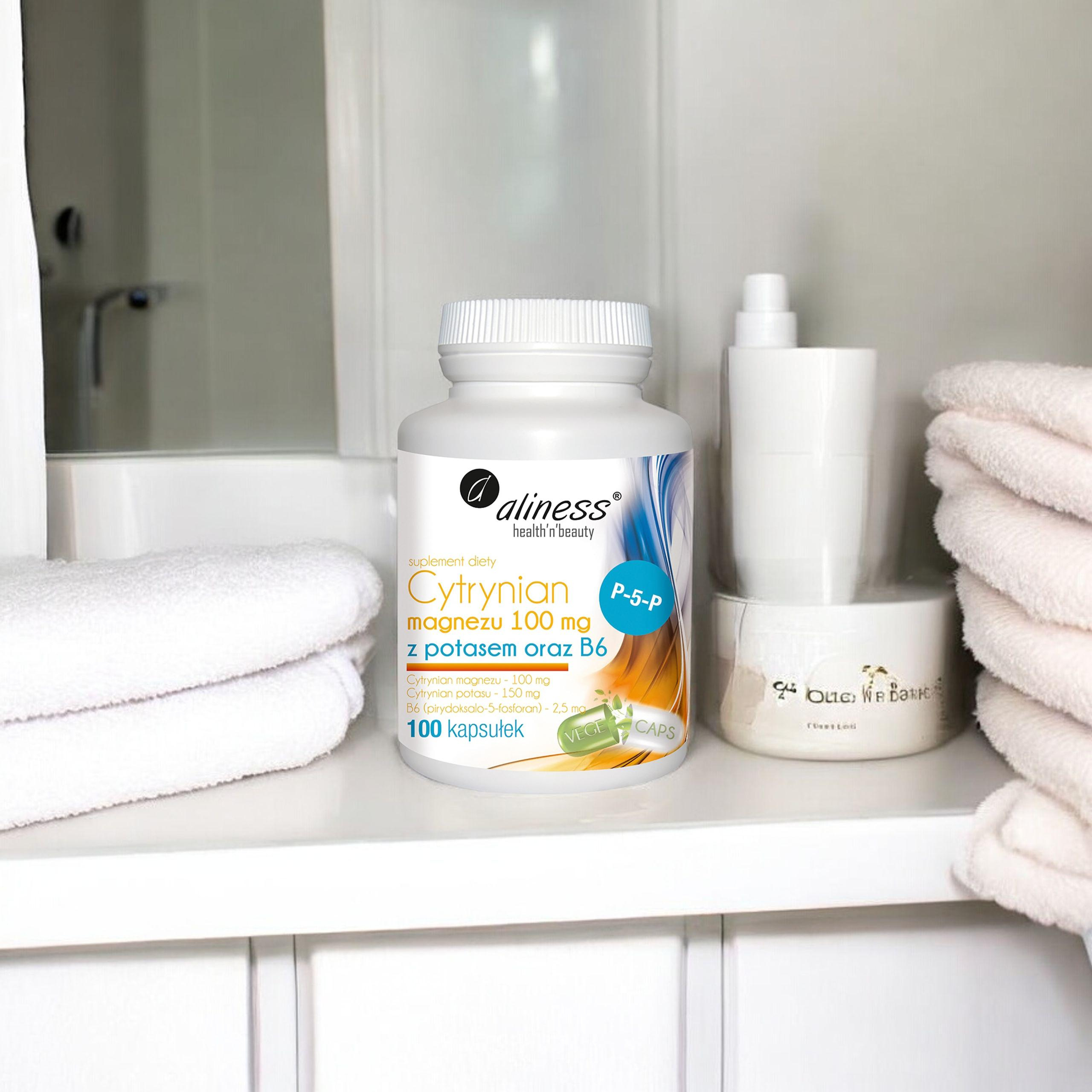 ALINESS Cytrynian Magnezu 100mg z Potasem i B6 - 100 caps
