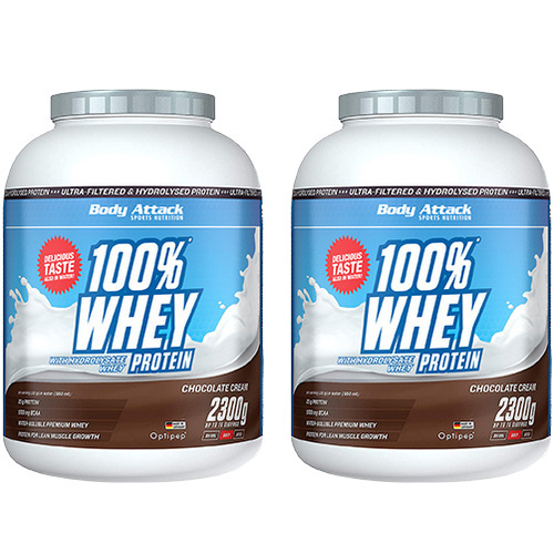 BODY ATTACK 100% Whey Protein - 2x 2300g