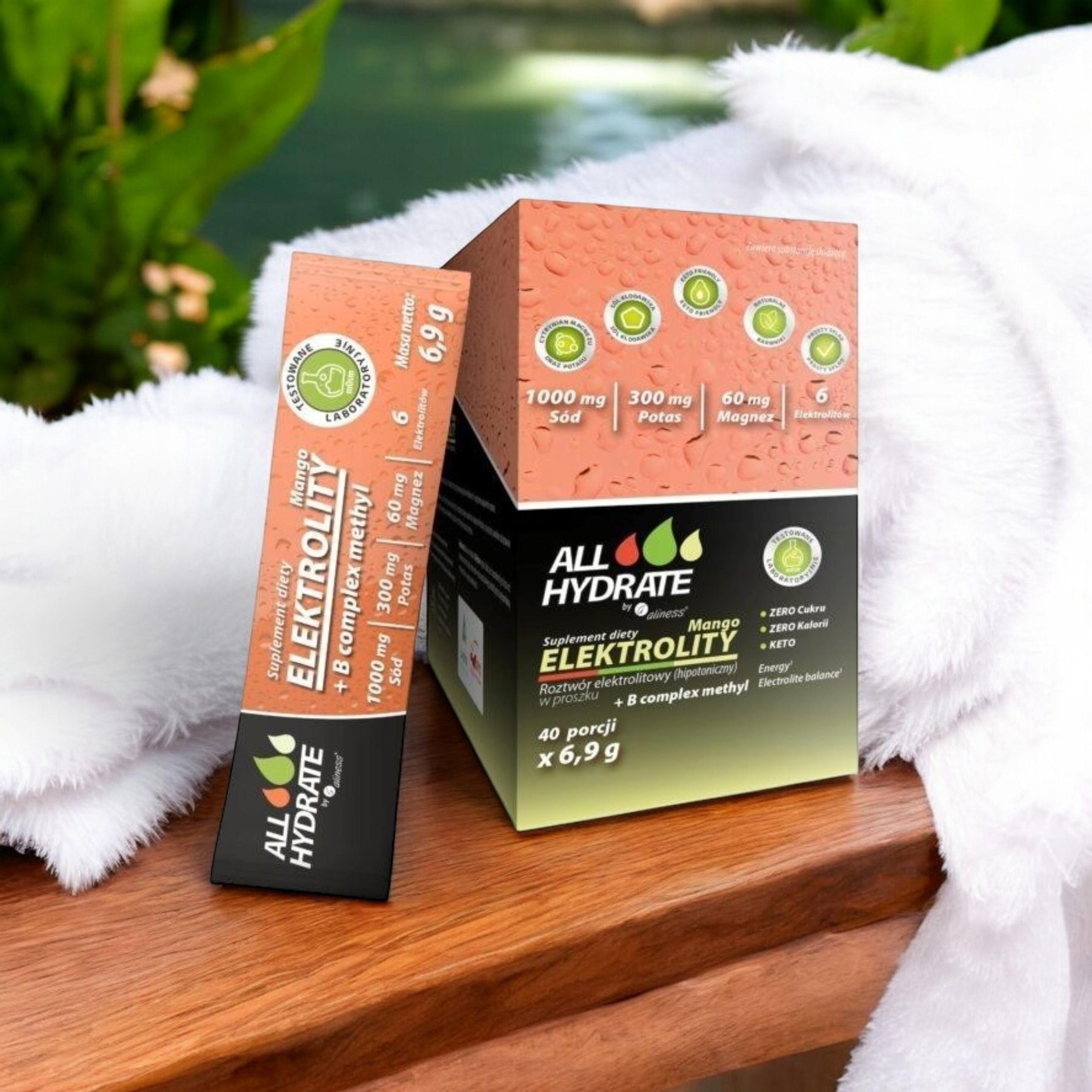 ALINESS - ALL Hydrate Elektolity+ B Complex - 40 sasz. - Mango